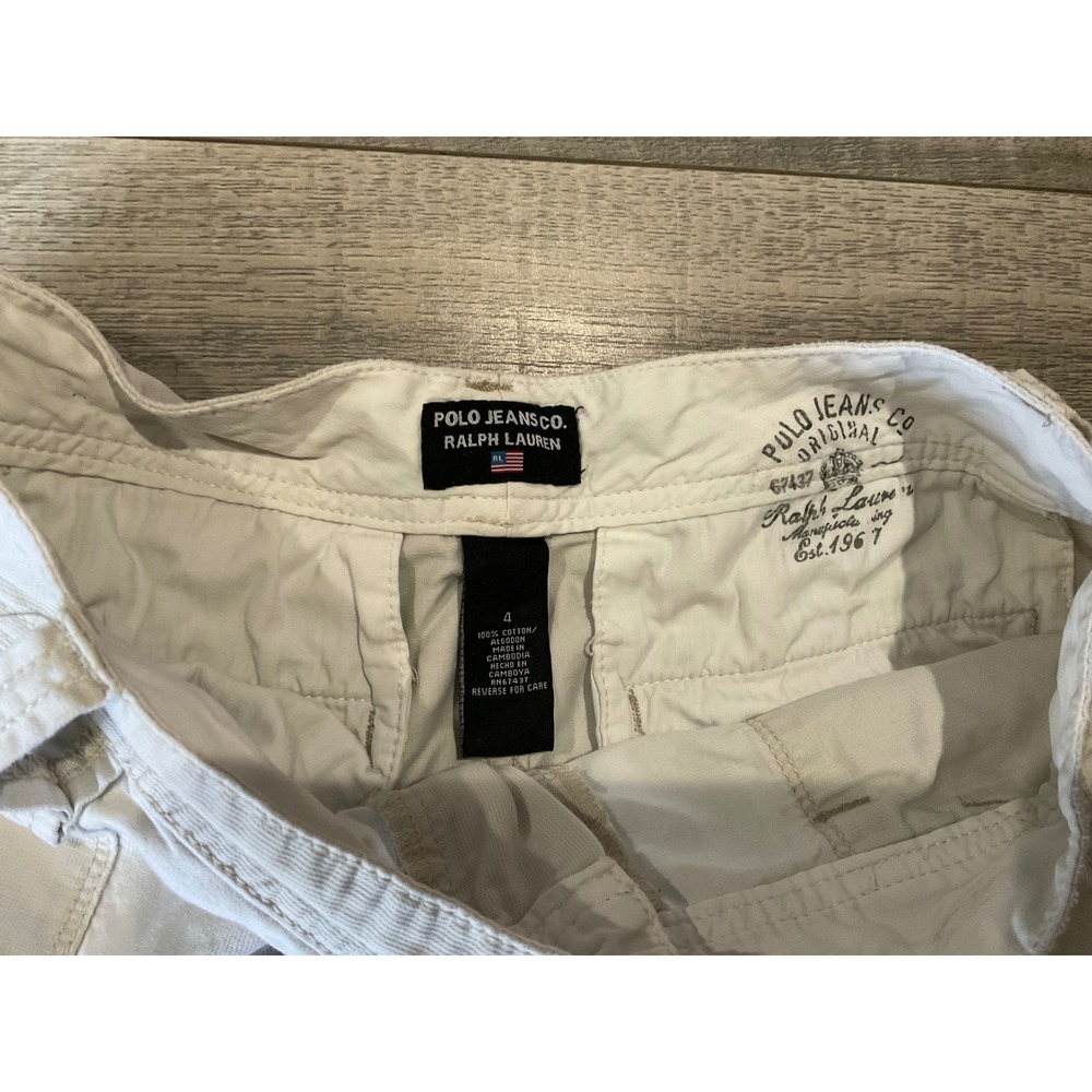 Polo Jeans Co Ralph Lauren Womens Khaki Utility Shorts Size 4 Cotton Off White - Picture 2 of 7